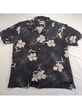 Batik Bay Black Floral Silk Hawaiian Shirt